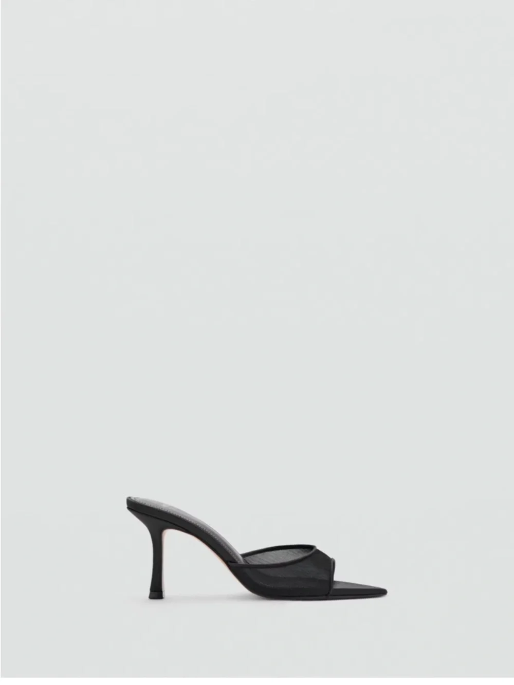 Mango Black Mesh Open-Toe Slide Heels - Picture 2 of 7